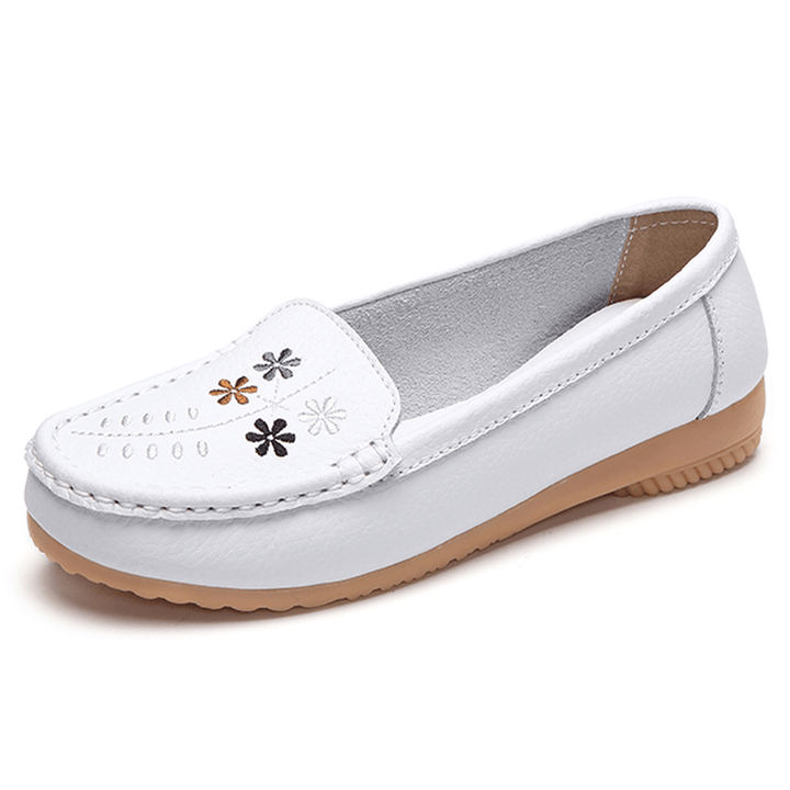 Flower Embroidery Casual Slip on Flat Shoes - MRSLM