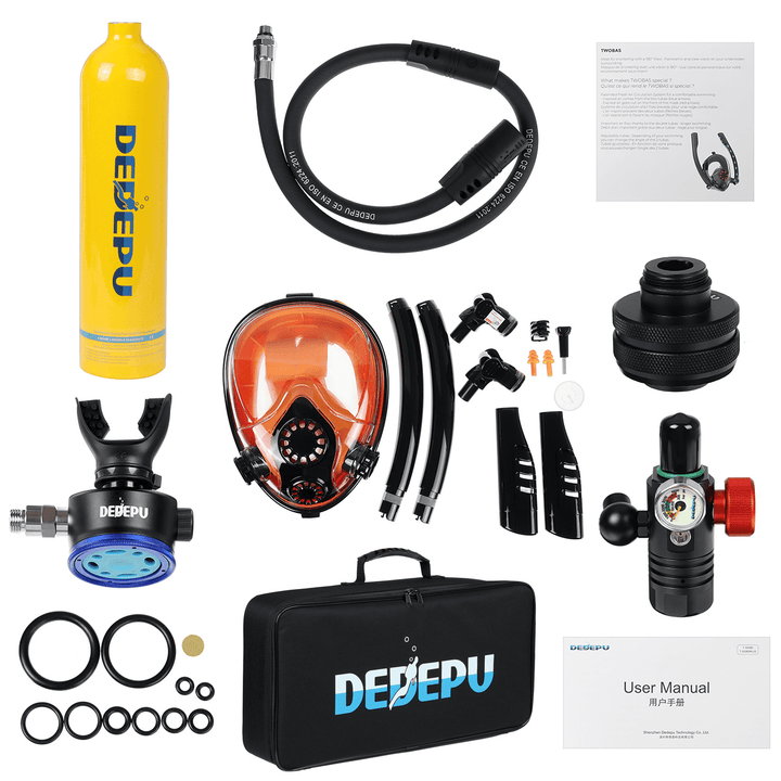 1L Diving Mini Scuba Cylinder Oxygen Tank Underwater Breath Equipment+Face Mask - MRSLM