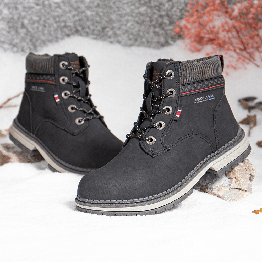 Women Outdoor Warm Lining Lace up Winter Snow Short Boots