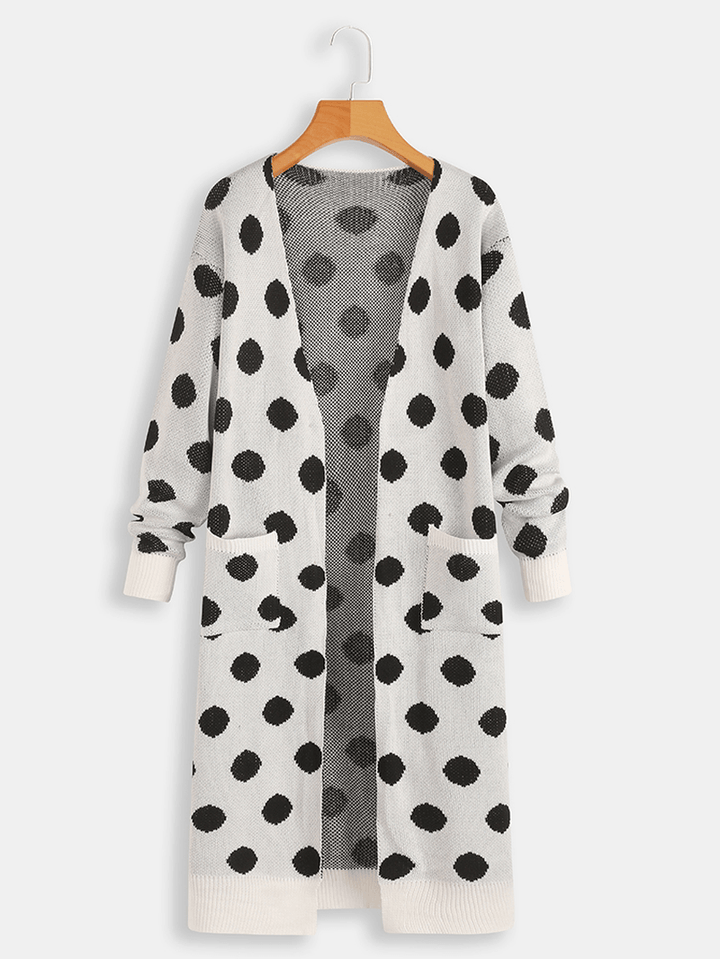 Women Long Sleeve Polka Dot Print Cardigans