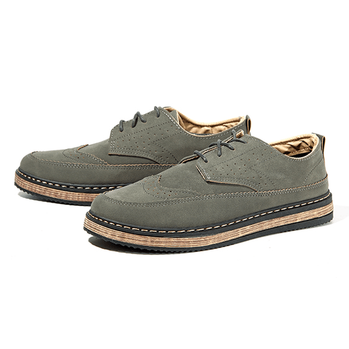 Men Casual Retro British Style Leather Brogue Oxfords Shoes