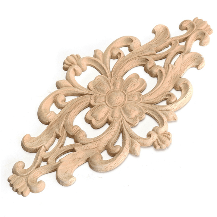 Unpainted Wood Oak Carved Onlay Applique Furniture Home Decor 21X11Cm/28X15Cm