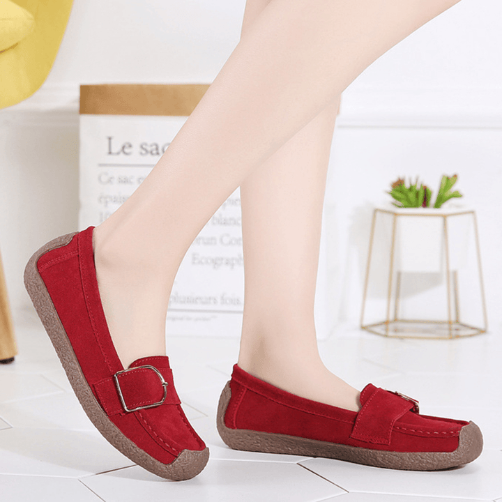 Women Soft Sole Buckle Breathable Casual Slip on Flats