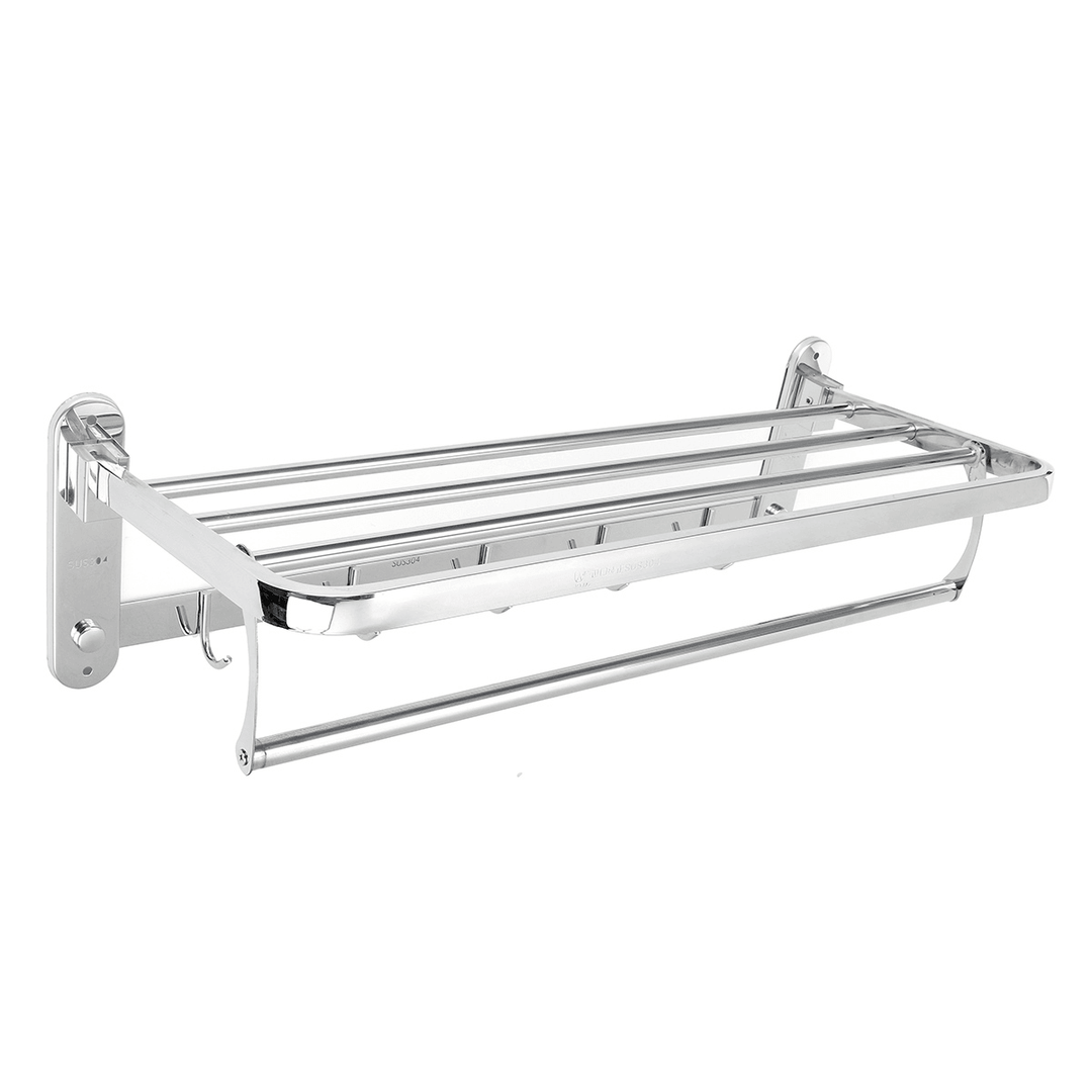 Bakeey 304 Stainless Steel Perforated Towel Rack Double Rod Shelf Strong Bearing Capacity for Home Hotel