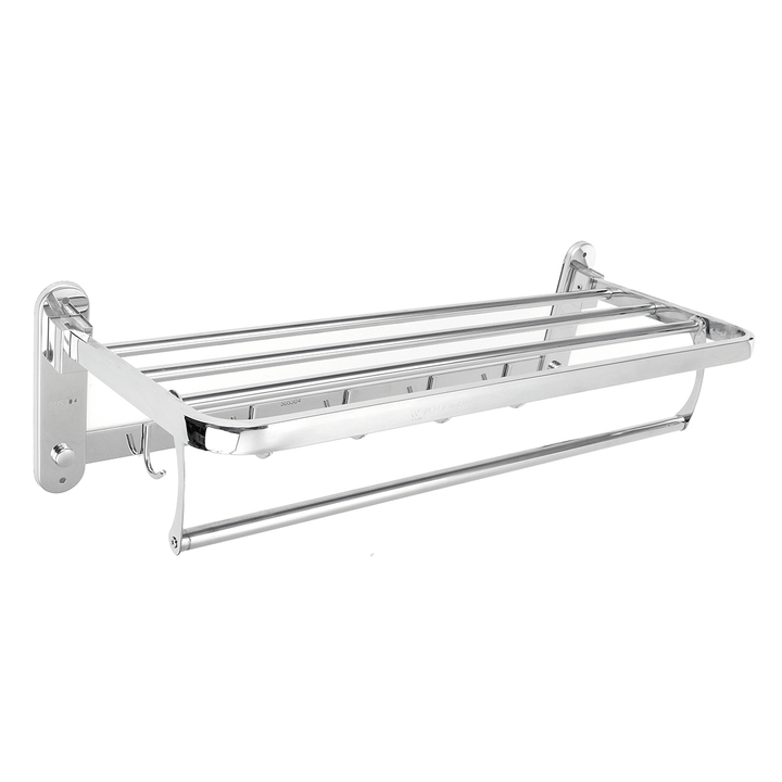 Bakeey 304 Stainless Steel Perforated Towel Rack Double Rod Shelf Strong Bearing Capacity for Home Hotel