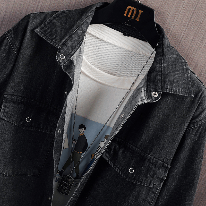 Men'S Loose Long Sleeve Denim Shirt