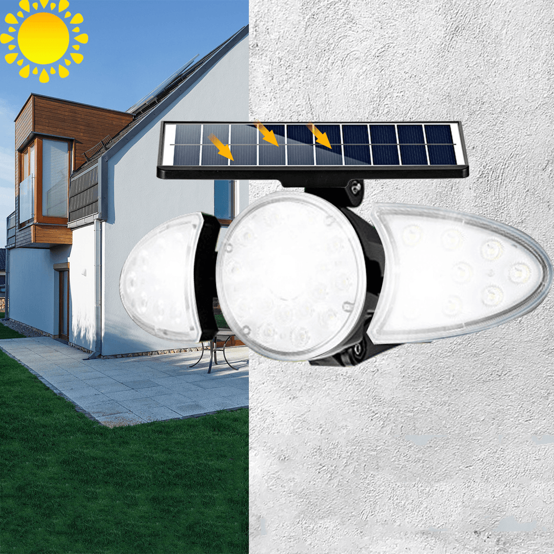 LED Solar Wall Light Adjustable Head IP65 Waterproof Super Bright Body Sensor Light Solar Spotlight for Outdoor Garden Yard