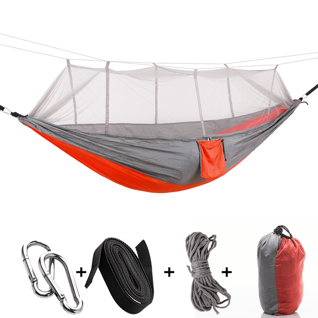 260X140Cm Outdoor Double Camping Hammock Hanging Swing Bed with Mosquito Net