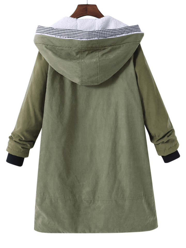 Casual Pure Color Hooded Pocket Coats