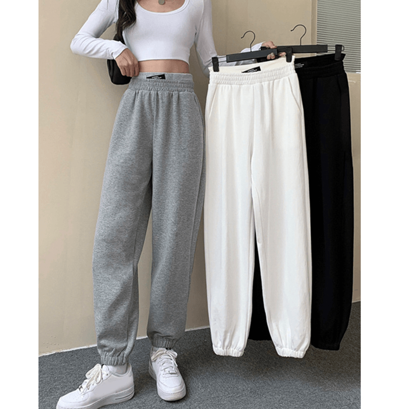 Ladies New High Waist Slim Straight Track Pants