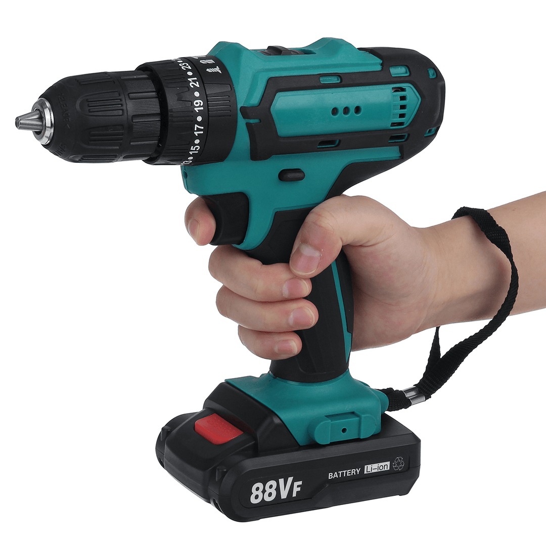 88VF Cordless Drill 3 in 1 Electric Screwdriver Hammer Impact Drill 7500Mah 2-Speed