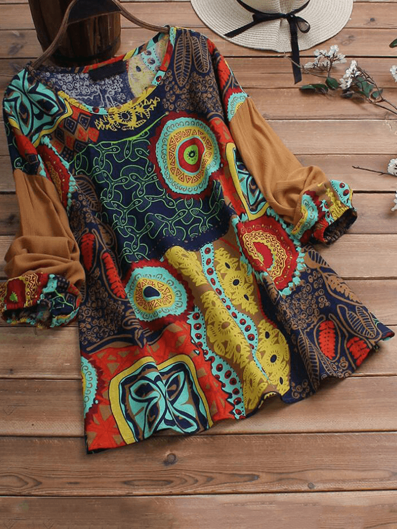 Ethnic Women Patchwork Floral Blouse