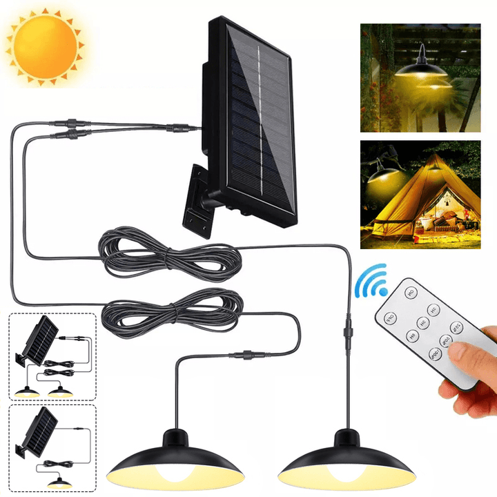 Solar Pendant Light with Remote Control IP65 Waterproof Three Brightness Super Bright LED Lighting Outdoor Camping Hunting Lights - MRSLM