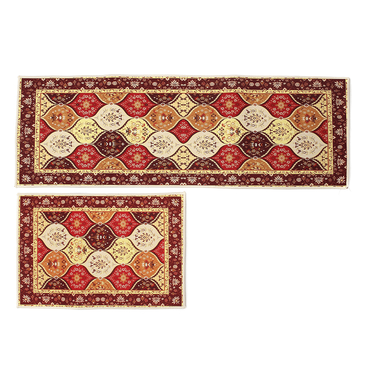 2Pcs 47In Non-Slip Kitchen Mat Rubber Backing Doormat Runner Rug Set - MRSLM