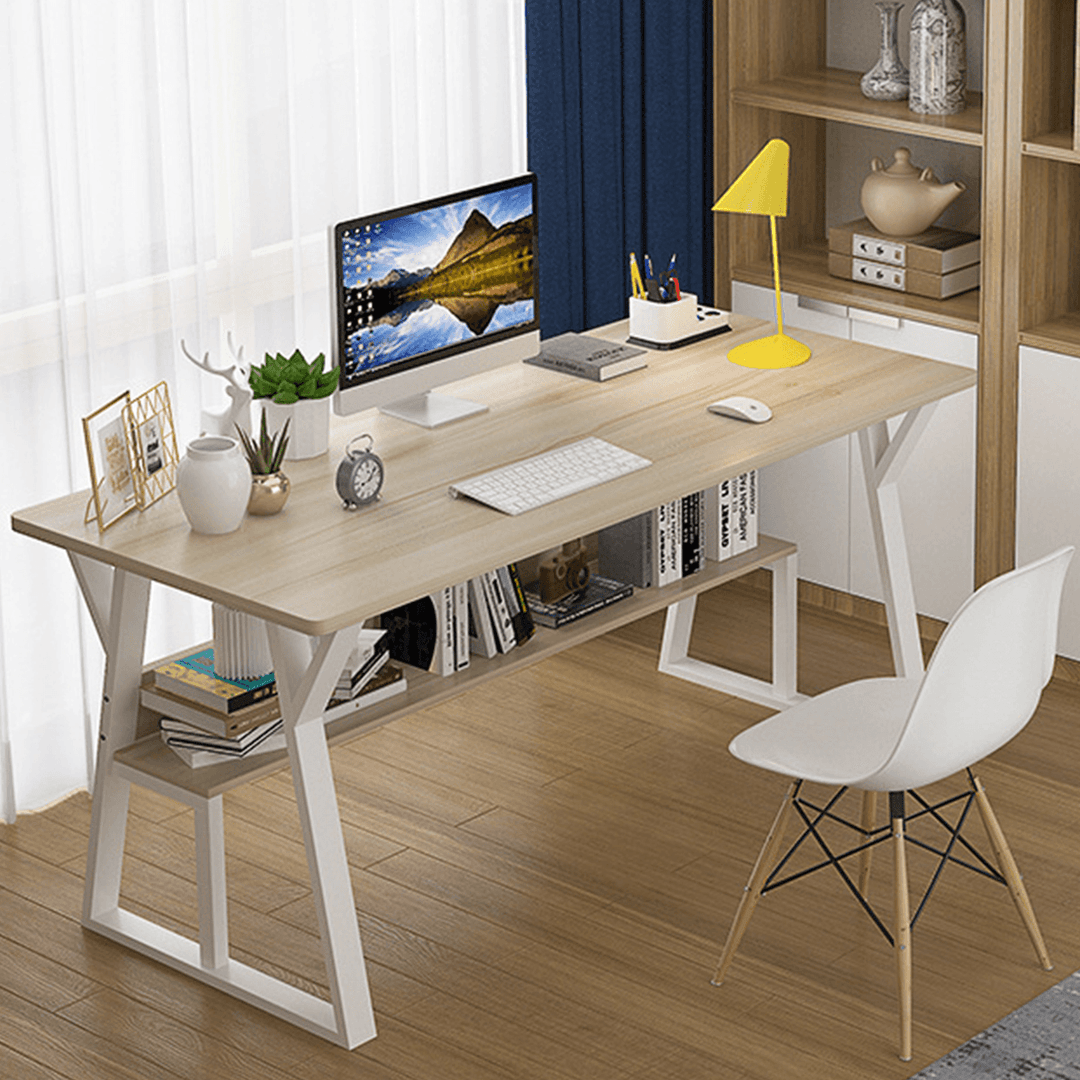 Desktop Computer Desk Simple Modern Desk Bookshelf All-In-One Creative Student Writing Desk Office Home Bedroom - MRSLM