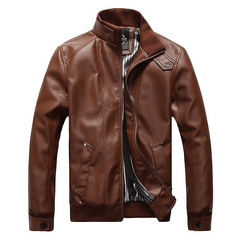 Fashion Brand Casual PU Leather Jacket Youth All-Match Leather Jacket Men