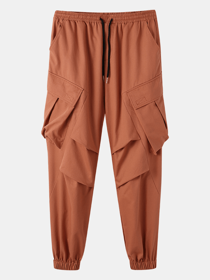 Mens Utility Solid Color 100% Cotton Loose Cargo Pants