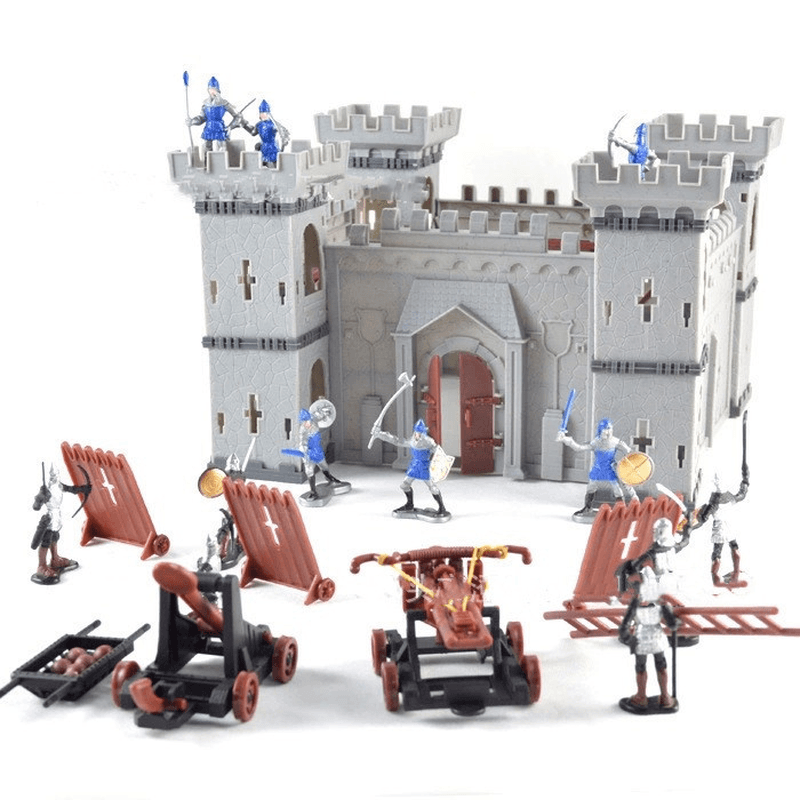 Children'S Diy Self Assembling Toys, Assembling Castle Model, Siege War Battlefield, Ancient Soldier'S Small Castle Suit