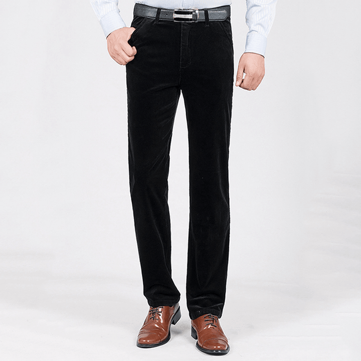 Mens Fall Winter Thick Warm Corduroy Business Straight Pants