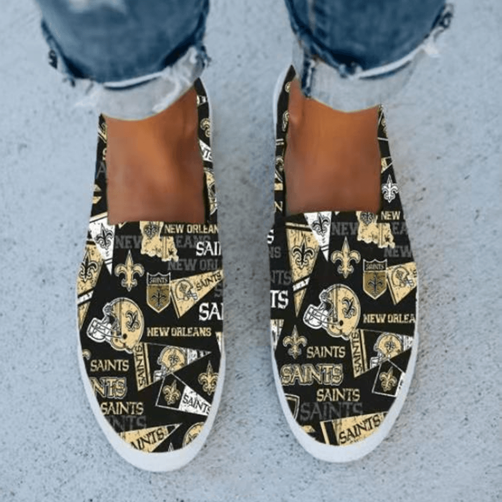 Women Casual Printing Letter Pattern round Toe Flat Canvas Shoes