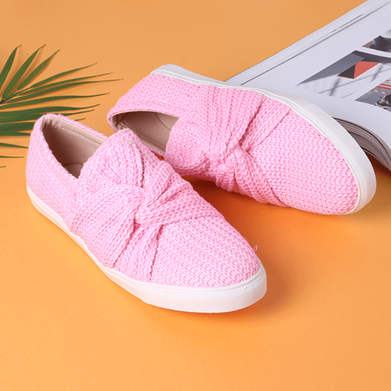 Women Breathable Knitting Knot Flat Loafers