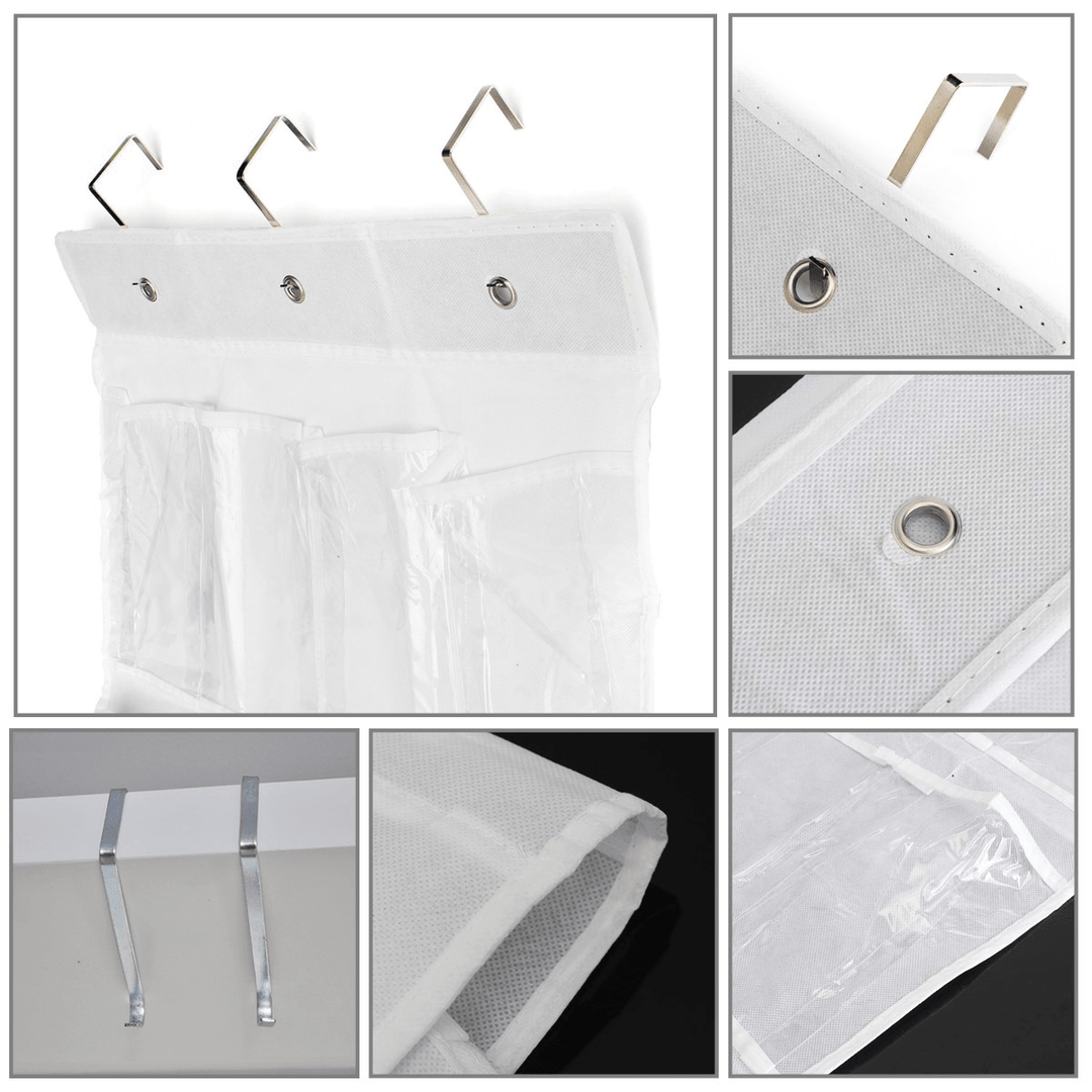 24Pocket Hanging over Door Stainless Steel Holder Shoes Nonwoven Fabric Organizer Storage Door Wall Closet Bag