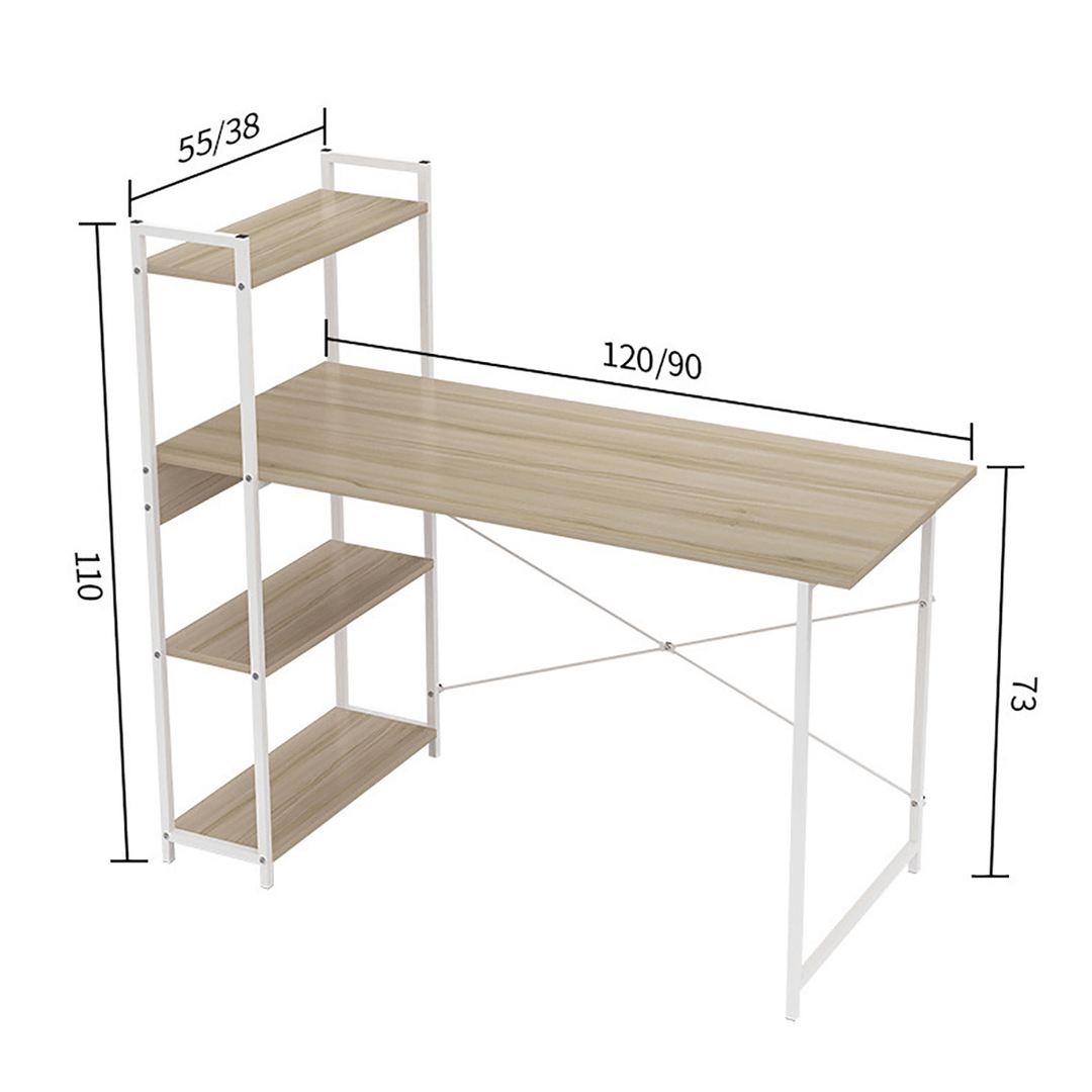 Computer Laptop Desk Modern Style Computer Table Variety of Display Office Table with 4 Tiers Bookshelf Study Writing for Home Office