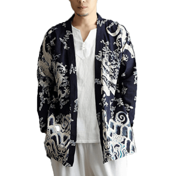 Mens Casual National Linen Kimono Cardigans