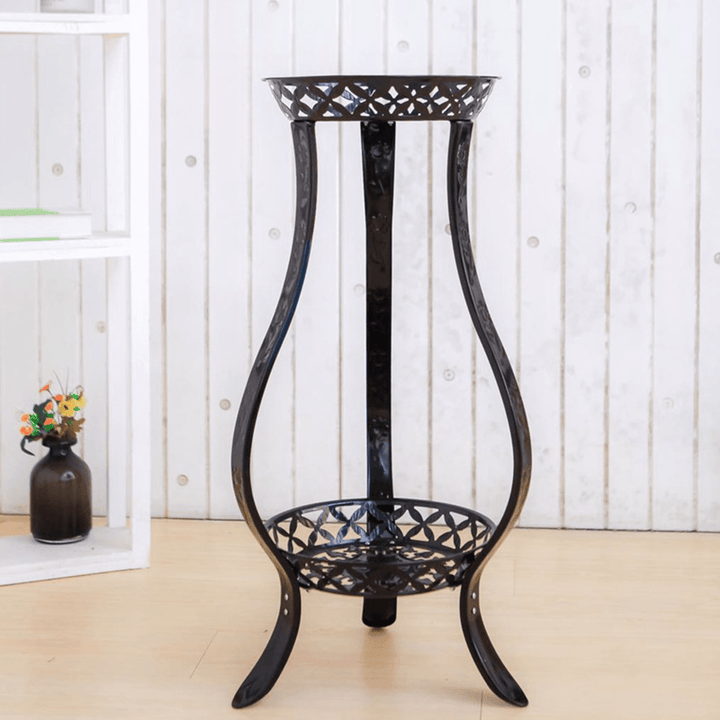 2 Layers Plants Flower Stand Rack Metal Floor Shelf Home Balcony Decor