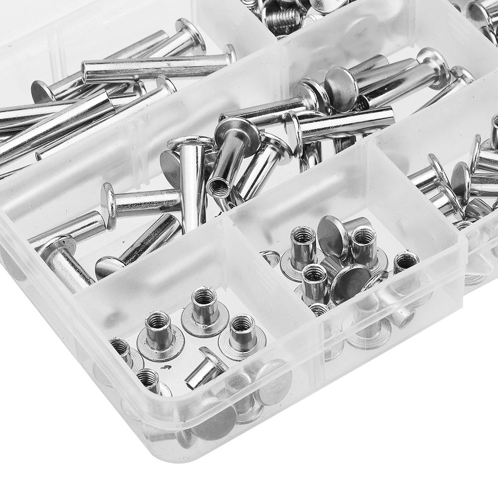 90 Sets M5 6-30Mm Nickel Plating Phillips Chicago Binding Posts Stud Screws Rivet Button Bookbinding