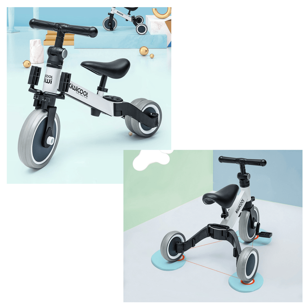 KIWICOOL 3In1 Balance Bike & Kids Beginner Rider Training Walker Bicycle & Baby Tricycle Bike Scooter for 1.5/2/3/4/5 Year Old Children