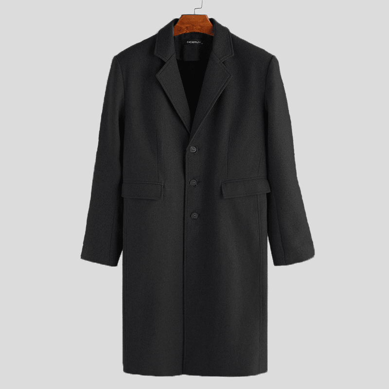 Mens Winter Single Breasted Big Pockets Mid Long Casual Coat