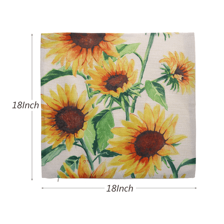 18X18Inch Square Linen Sunflowers Cushion Pillow Case Protective Cover