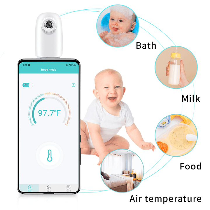 Thermodock Non-Contact Contactless Smart IR Infrared Sensor Forehead Body/Object Thermometer Replacement for OTG Function Android System with APP Control