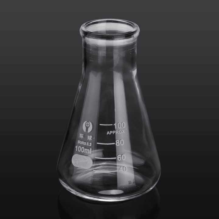 100Ml Lab Glass Erlenmeyer Conical Flask Bottle W/ Rim Borosilicate Laboratory Glassware