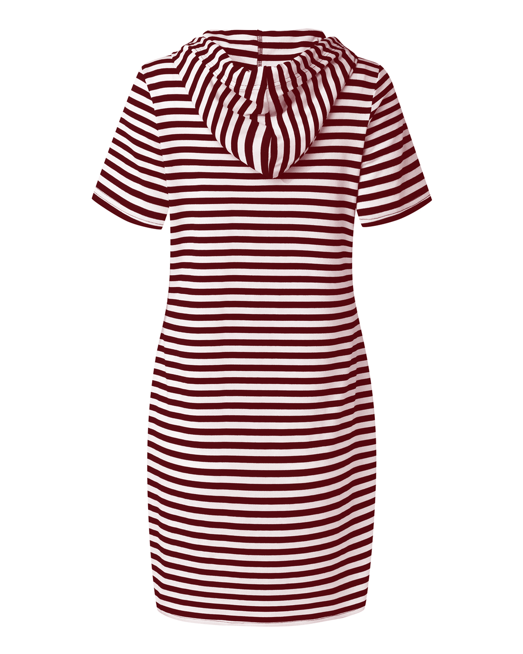 Striped Drawstring Short Sleeve Casual Shirt Pocket Dress