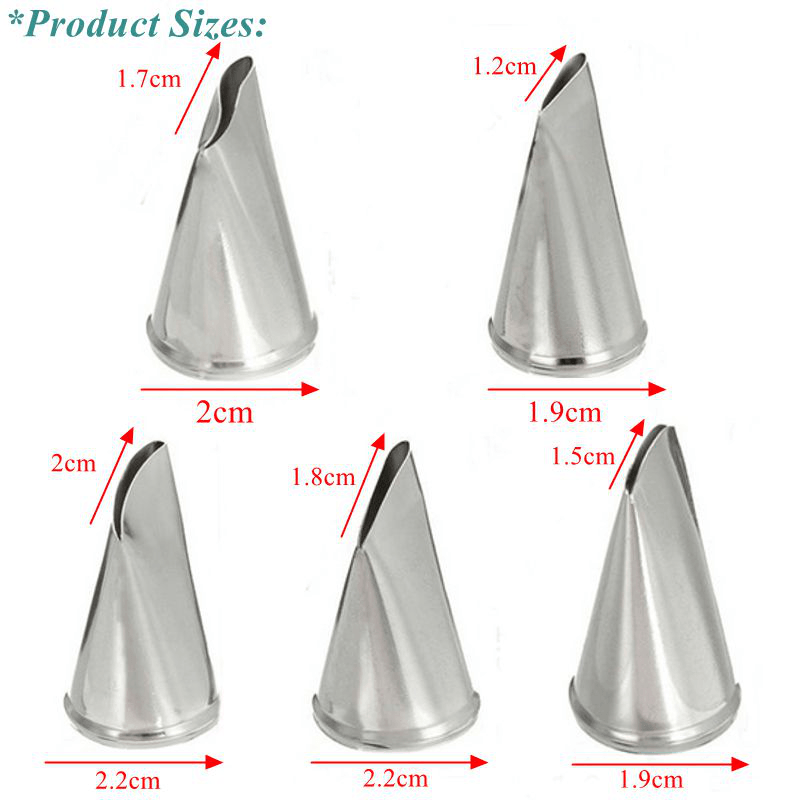 5 Pcs Set Rose Petal Icing Piping Nozzles Metal Cream Tips Cake Decorating Tools Cup Cake Pastry Tool