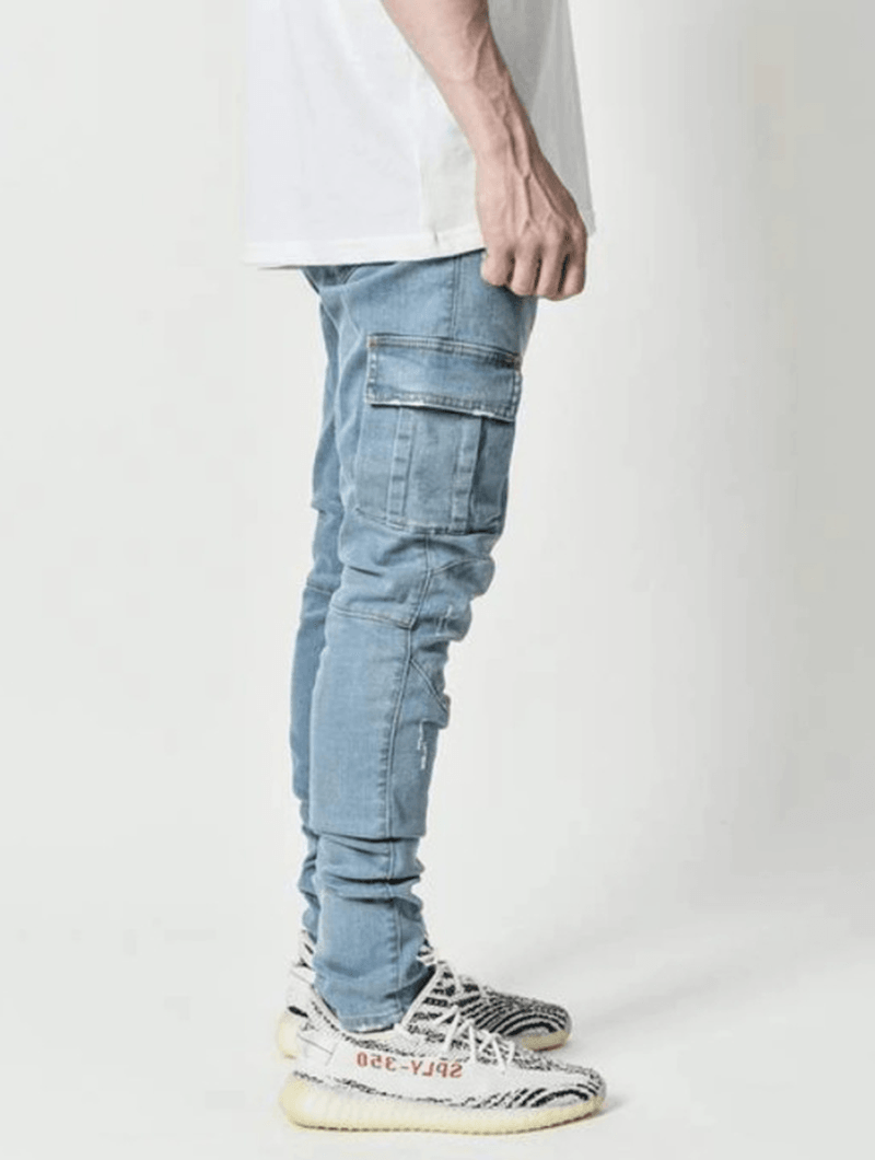 New Skinny Jeans with Side Pockets and Feet for Men