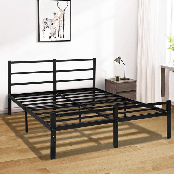 Full Bed Frames with Headboard,Black 14 Inch Metal Platform Bed Frame with Storage, Heavy Duty Steel Slat and Anti-Slip Support, Easy Quick Lock Assembly, No Box Spring Needed - Full Size