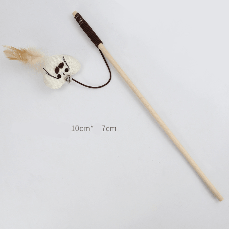 Wooden Pole Funny Cat Stick Feather Bell Interactive Toy Supplies