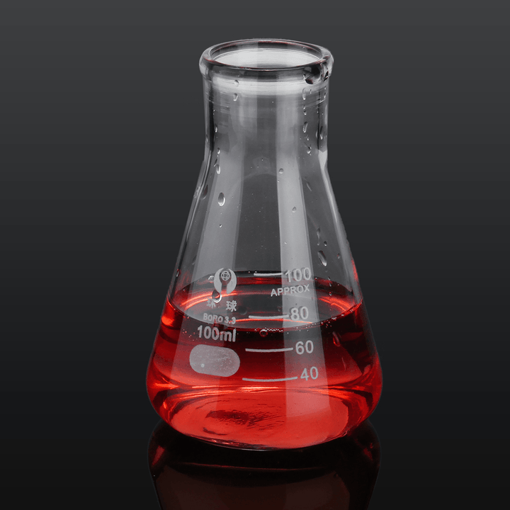 100Ml Lab Glass Erlenmeyer Conical Flask Bottle W/ Rim Borosilicate Laboratory Glassware