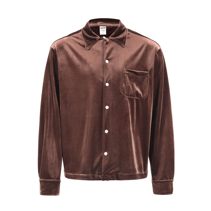 European and American High Street Gold Velvet Shirt