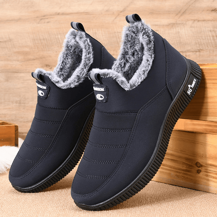 Men Non Slip Warm Lined Soft Sole Solid Comfy Slip on Outdoor Casual Snow Shoes