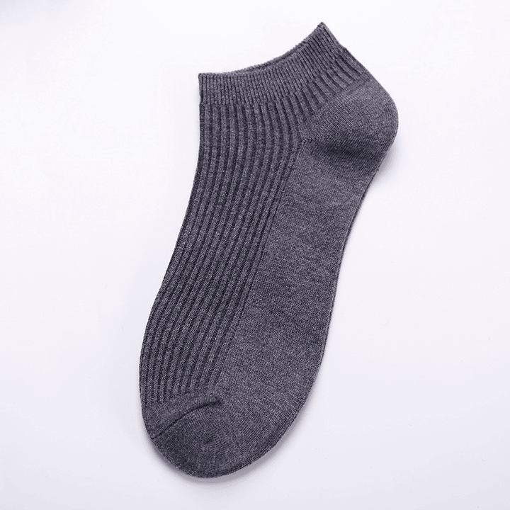 Men'S New Breathable Double Needle Boat Socks Men'S Socks Wild Solid Color Draw Socks Socks Cotton Sweat Socks - MRSLM