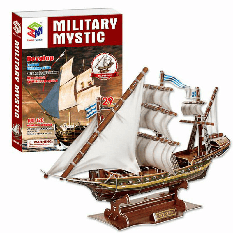 3D Three-Dimensional Puzzle Mystery Pirate Ship Model Children Diy Assembling and Inserting Toys