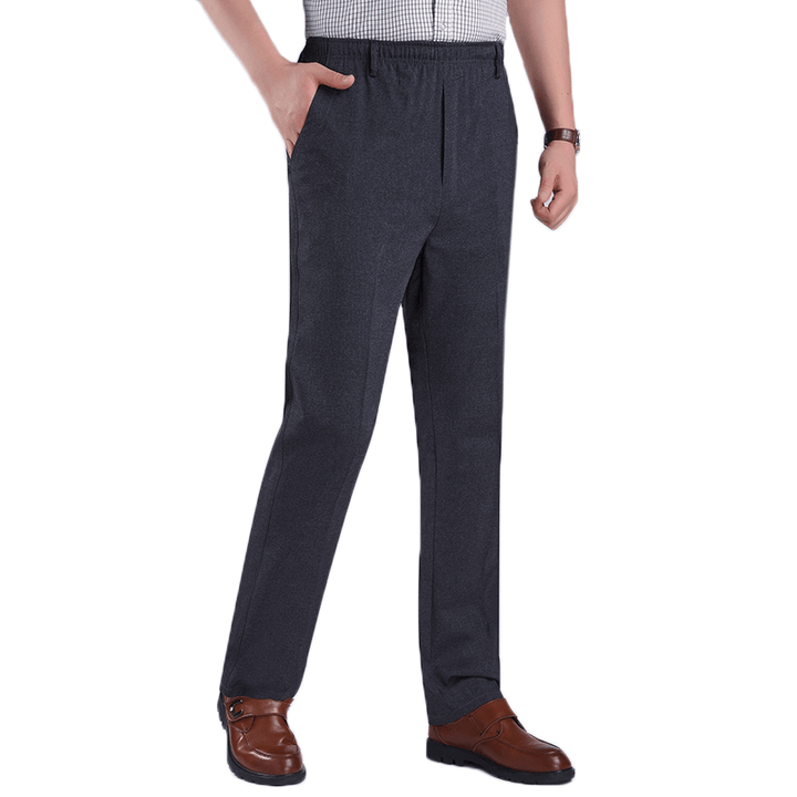 Men'S Summer Thin Elastic High Waist Deep Suit Pants