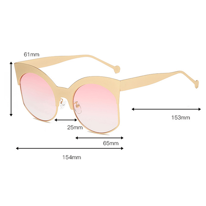 Women Men Outdoor Metal Half Frame Sunglasses Big Frame Ocean Piece Sunglasses