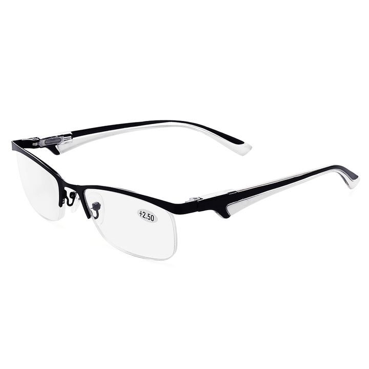 Men Women Retro round Half-Frame Readers Reading Glasses Stylish Computer Glasses with Case