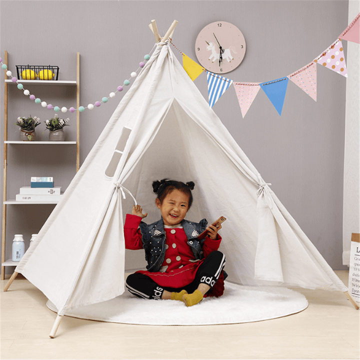 Large Cotton Wood Kids Teepee Tent Childrens Wigwam Indoor Outdoor Play House