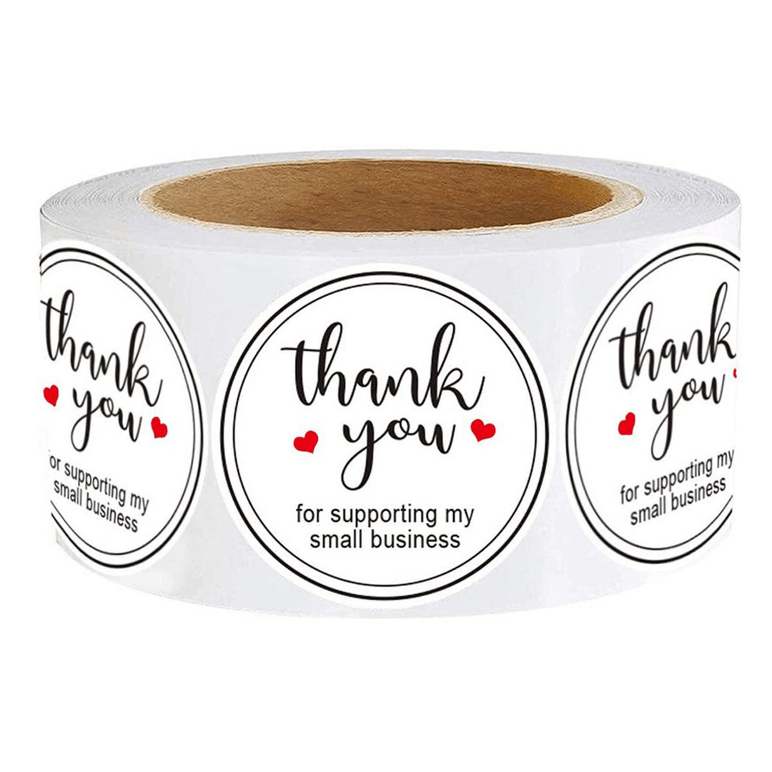 500Pcs/Roll 25Mm Thank You round Sticker Wedding Flower Gift Self-Adhesive Label - MRSLM